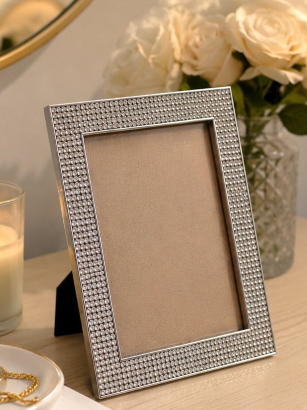 Rhinestone Photo Frame Glam Vanity Desk Décor Frame - Picture 3 of 4